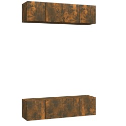 vidaXL TV-Wandschränke 4 Stk. Räuchereiche 60x30x30 cm Holzwerkstoff