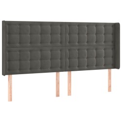 vidaXL Kopfteil mit Ohren Dunkelgrau 183x16x118/128 cm Samt