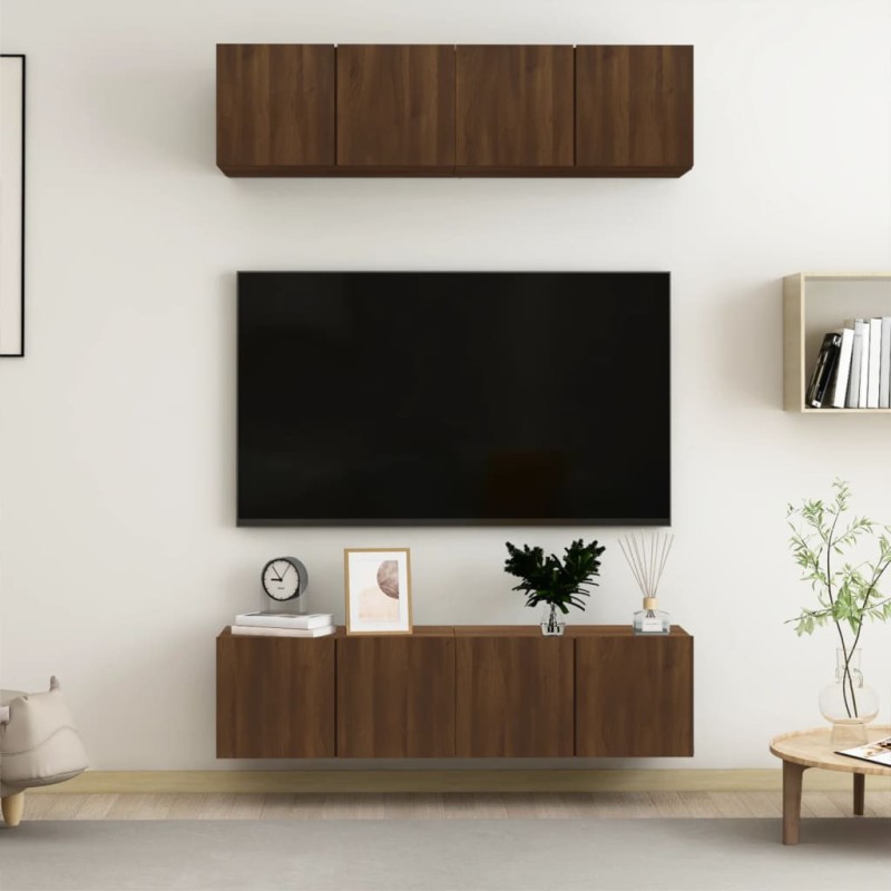vidaXL TV-Wandschränke 4 Stk. Braun Eiche 60x30x30 cm Holzwerkstoff vidaXL TV-Wandschränke 4 Stk. Braun Eiche 60x30x30 cm Holzwerkstoff