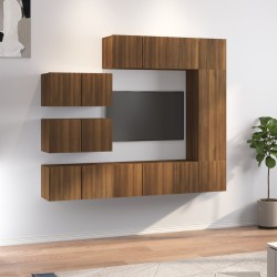 vidaXL 8-tlg. TV-Schrank-Set Braun Eichen-Optik Holzwerkstoff