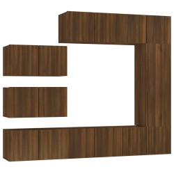 vidaXL 8-tlg. TV-Schrank-Set Braun Eichen-Optik Holzwerkstoff
