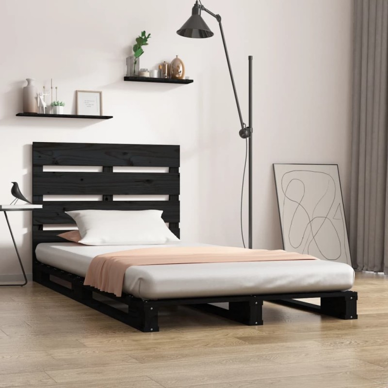 vidaXL Massivholzbett Schwarz 75x190 cm Kiefer vidaXL Massivholzbett Schwarz 75x190 cm Kiefer