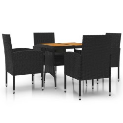 vidaXL 5-tlg. Garten-Essgruppe Poly Rattan Schwarz