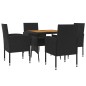 vidaXL 5-tlg. Garten-Essgruppe Poly Rattan Schwarz vidaXL 5-tlg. Garten-Essgruppe Poly Rattan Schwarz