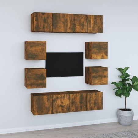 vidaXL 8-tlg. TV-Schrank-Set Räuchereiche Holzwerkstoff