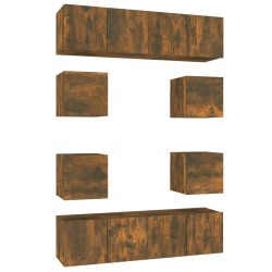 vidaXL 8-tlg. TV-Schrank-Set Räuchereiche Holzwerkstoff