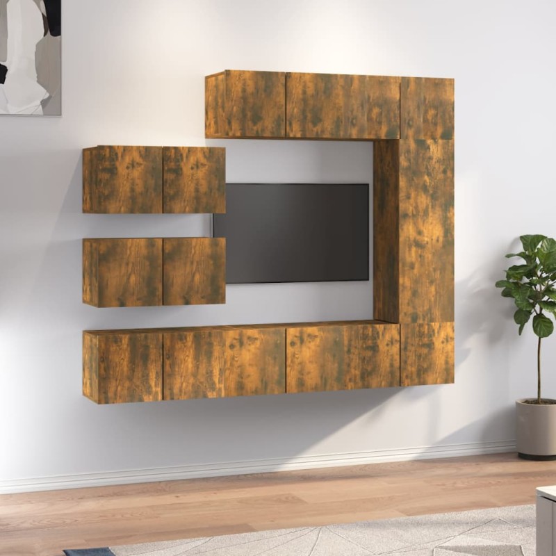 vidaXL 8-tlg. TV-Schrank-Set Räuchereiche Holzwerkstoff vidaXL 8-tlg. TV-Schrank-Set Räuchereiche Holzwerkstoff