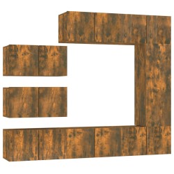 vidaXL 8-tlg. TV-Schrank-Set Räuchereiche Holzwerkstoff