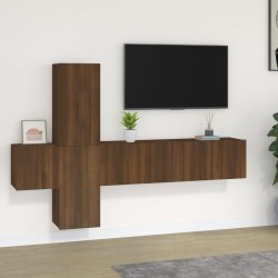 vidaXL 5-tlg. TV-Schrank-Set Braun Eichen-Optik Holzwerkstoff