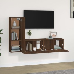 vidaXL 3-tlg. TV-Schrank-Set Braun Eichen-Optik Holzwerkstoff