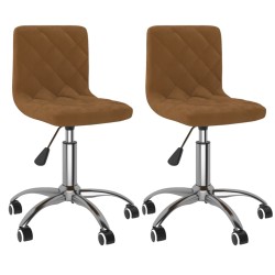 Esszimmerstühle 2 Stk. Drehbar Braun Samt