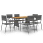 vidaXL 7-tlg. Garten-Essgruppe Poly Rattan Grau vidaXL 7-tlg. Garten-Essgruppe Poly Rattan Grau