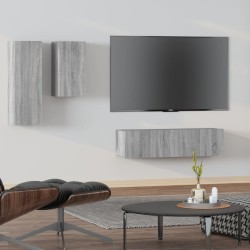vidaXL 4-tlg. TV-Schrank-Set Grau Sonoma Holzwerkstoff