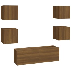 vidaXL TV-Wandschrank-Set Braun Eichen-Optik Holzwerkstoff