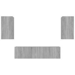 vidaXL 4-tlg. TV-Schrank-Set Grau Sonoma Holzwerkstoff