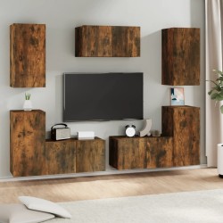 vidaXL 7-tlg. TV-Schrank-Set Räuchereiche Holzwerkstoff