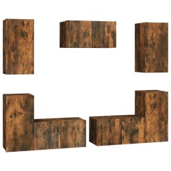 vidaXL 7-tlg. TV-Schrank-Set Räuchereiche Holzwerkstoff