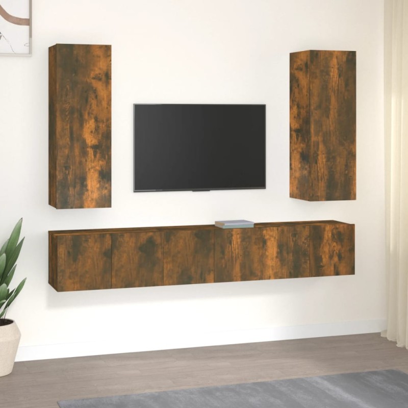 vidaXL 5-tlg. TV-Schrank-Set Räuchereiche Holzwerkstoff vidaXL 5-tlg. TV-Schrank-Set Räuchereiche Holzwerkstoff