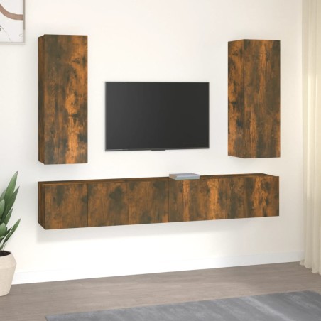 vidaXL 5-tlg. TV-Schrank-Set Räuchereiche Holzwerkstoff