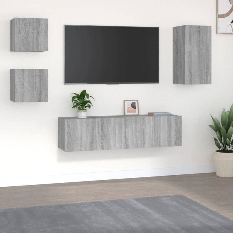 vidaXL 5-tlg. TV-Schrank-Set Grau Sonoma Holzwerkstoff vidaXL 5-tlg. TV-Schrank-Set Grau Sonoma Holzwerkstoff