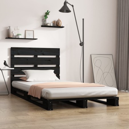 vidaXL Massivholzbett Schwarz 100x200 cm Kiefer