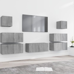 vidaXL 7-tlg. TV-Schrank-Set Grau Sonoma Holzwerkstoff