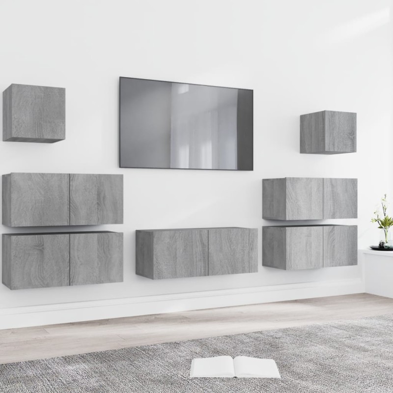 vidaXL 7-tlg. TV-Schrank-Set Grau Sonoma Holzwerkstoff vidaXL 7-tlg. TV-Schrank-Set Grau Sonoma Holzwerkstoff