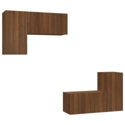 vidaXL 4-tlg. TV-Schrank-Set Braun Eichen-Optik Holzwerkstoff
