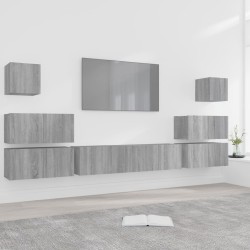 vidaXL 8-tlg. TV-Schrank-Set Grau Sonoma Holzwerkstoff