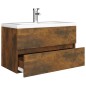 vidaXL Waschbeckenschrank mit Einbaubecken Räuchereiche Holzwerkstoff vidaXL Waschbeckenschrank mit Einbaubecken Räuchereiche Holzwerkstoff