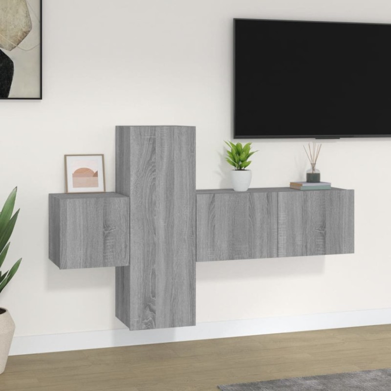 vidaXL 3-tlg. TV-Schrank-Set Grau Sonoma Holzwerkstoff vidaXL 3-tlg. TV-Schrank-Set Grau Sonoma Holzwerkstoff