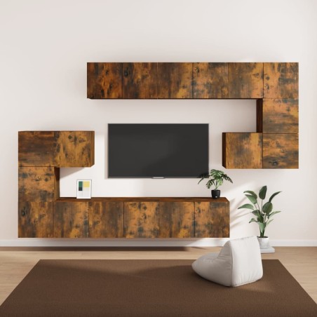 vidaXL 10-tlg. TV-Schrank-Set Räuchereiche Holzwerkstoff