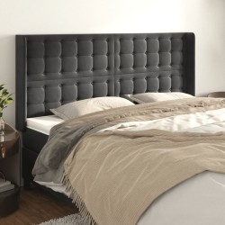 vidaXL Kopfteil mit Ohren Dunkelgrau 203x16x118/128 cm Samt