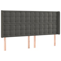 vidaXL Kopfteil mit Ohren Dunkelgrau 203x16x118/128 cm Samt