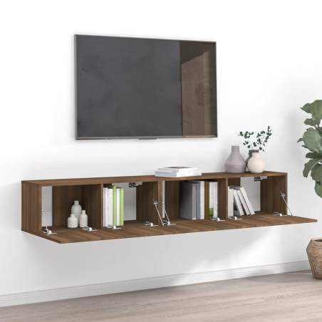 vidaXL 2-tlg. TV-Schrank-Set Braun Eichen-Optik Holzwerkstoff