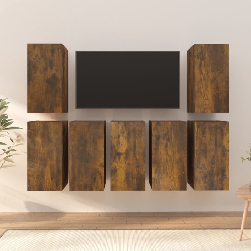 vidaXL TV-Schränke 7 Stk. Räuchereiche 30,5x30x60 cm Holzwerkstoff vidaXL TV-Schränke 7 Stk. Räuchereiche 30,5x30x60 cm Holzwerkstoff