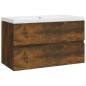 vidaXL Waschbeckenschrank mit Einbaubecken Räuchereiche Holzwerkstoff vidaXL Waschbeckenschrank mit Einbaubecken Räuchereiche Holzwerkstoff