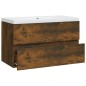 vidaXL Waschbeckenschrank mit Einbaubecken Räuchereiche Holzwerkstoff vidaXL Waschbeckenschrank mit Einbaubecken Räuchereiche Holzwerkstoff