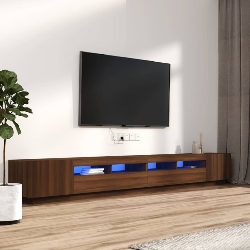 vidaXL 3-tlg. TV-Schrank-Set LED-Leuchten Braun Eiche Holzwerkstoff vidaXL 3-tlg. TV-Schrank-Set LED-Leuchten Braun Eiche Holzwerkstoff