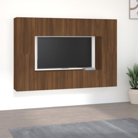 vidaXL 8-tlg. TV-Schrank-Set Braun Eichen-Optik Holzwerkstoff