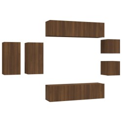 vidaXL 8-tlg. TV-Schrank-Set Braun Eichen-Optik Holzwerkstoff