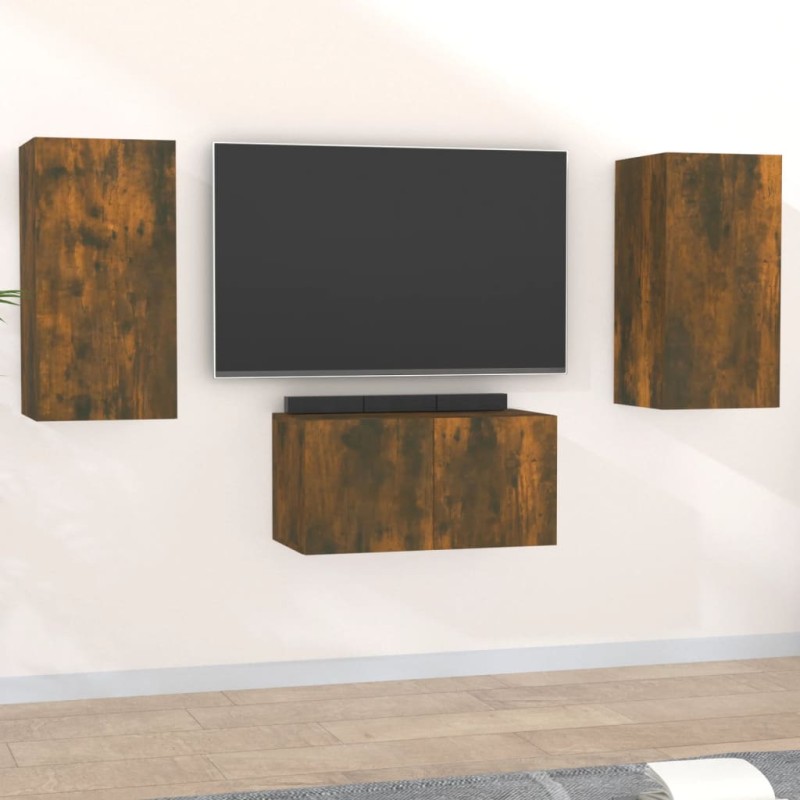 vidaXL 3-tlg. TV-Schrank-Set Räuchereiche Holzwerkstoff vidaXL 3-tlg. TV-Schrank-Set Räuchereiche Holzwerkstoff