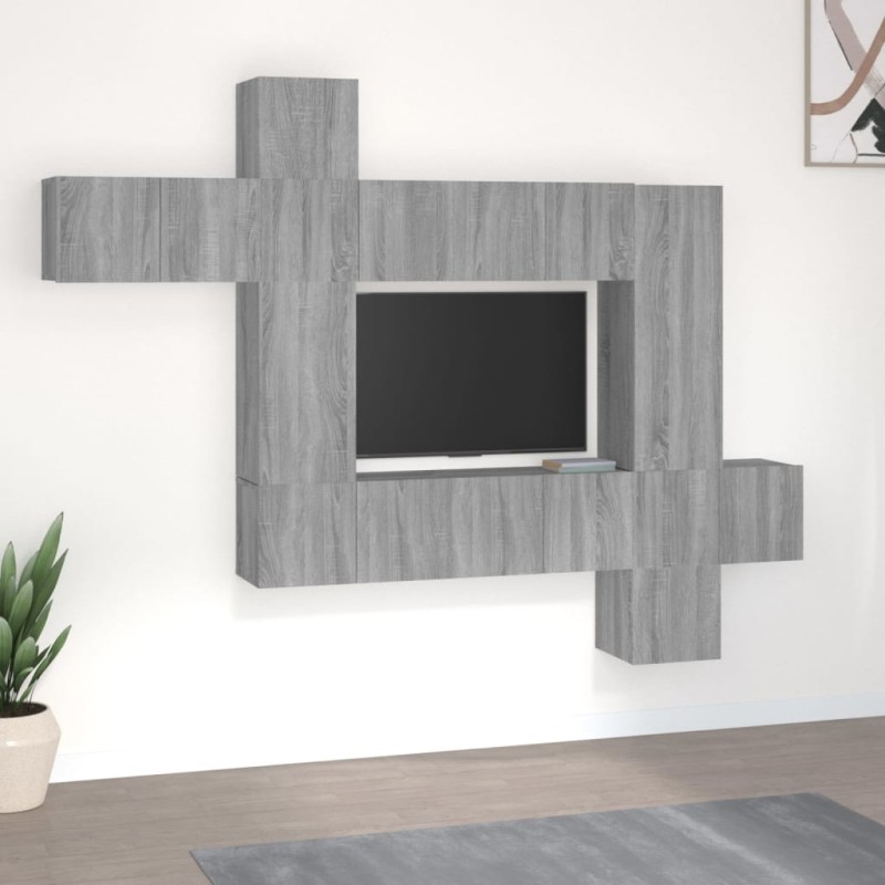 vidaXL 10-tlg. TV-Schrank-Set Grau Sonoma Holzwerkstoff vidaXL 10-tlg. TV-Schrank-Set Grau Sonoma Holzwerkstoff