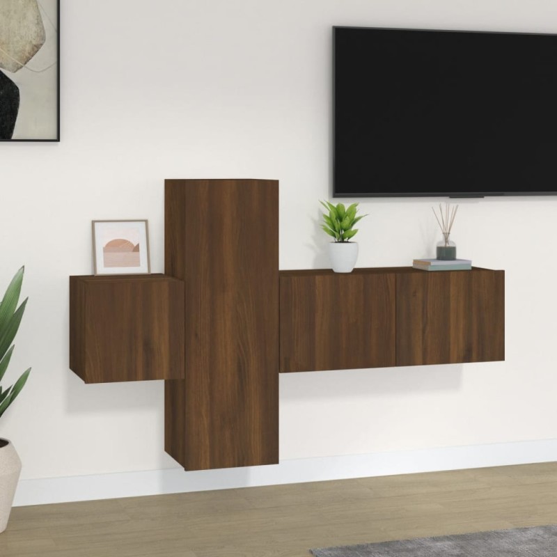 vidaXL 3-tlg. TV-Schrank-Set Braun Eichen-Optik Holzwerkstoff vidaXL 3-tlg. TV-Schrank-Set Braun Eichen-Optik Holzwerkstoff