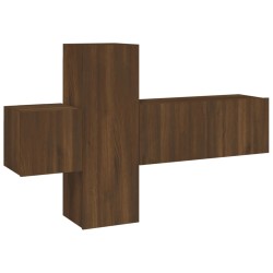 vidaXL 3-tlg. TV-Schrank-Set Braun Eichen-Optik Holzwerkstoff