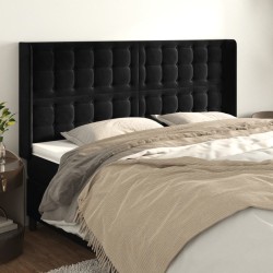 vidaXL Kopfteil mit Ohren Schwarz 203x16x118/128 cm Samt