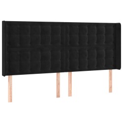 vidaXL Kopfteil mit Ohren Schwarz 203x16x118/128 cm Samt