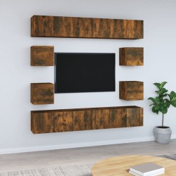 vidaXL 10-tlg. TV-Schrank-Set Räuchereiche Holzwerkstoff