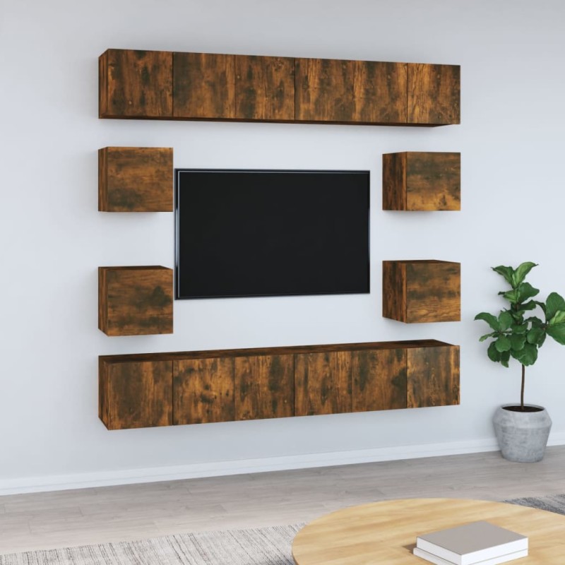 vidaXL 10-tlg. TV-Schrank-Set Räuchereiche Holzwerkstoff vidaXL 10-tlg. TV-Schrank-Set Räuchereiche Holzwerkstoff