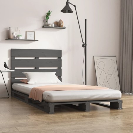 vidaXL Massivholzbett Grau Kiefer 75x190 cm